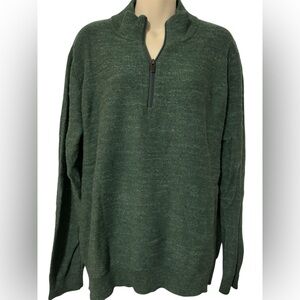 LL Bean 1/4 zip cotton sweater. Heathered green. Size Large. EUC